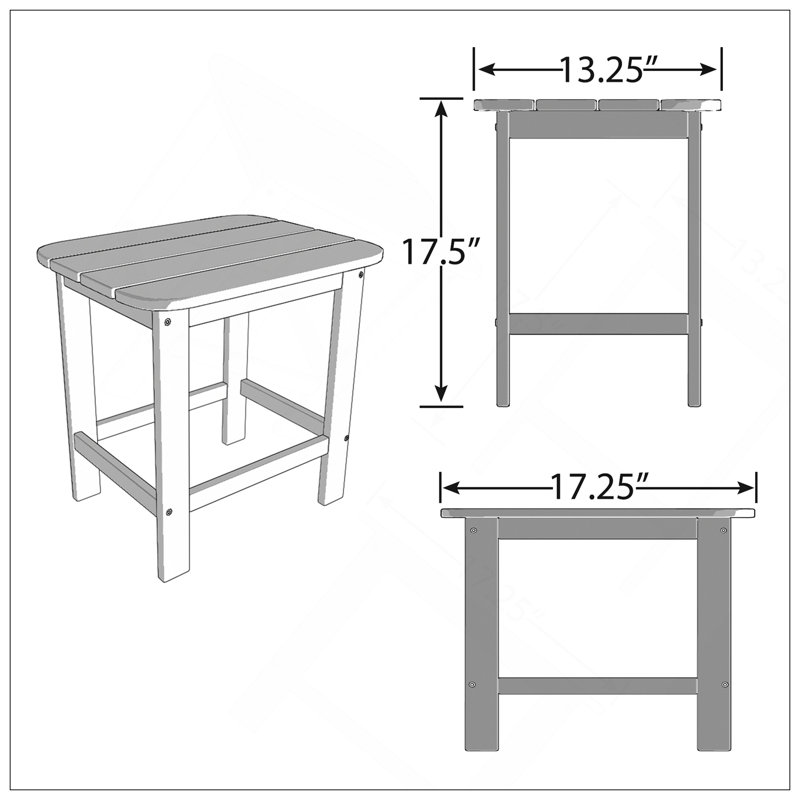 Table d'appoint en PEHD compacte, parfaite pour une utilisation intérieure / extérieure, conception ultra durable et résistante aux intempéries, vert