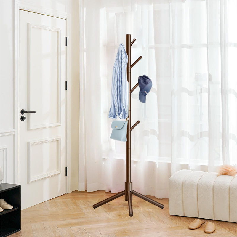 Freestanding Coat Rack For Entryway And Corner, Brown