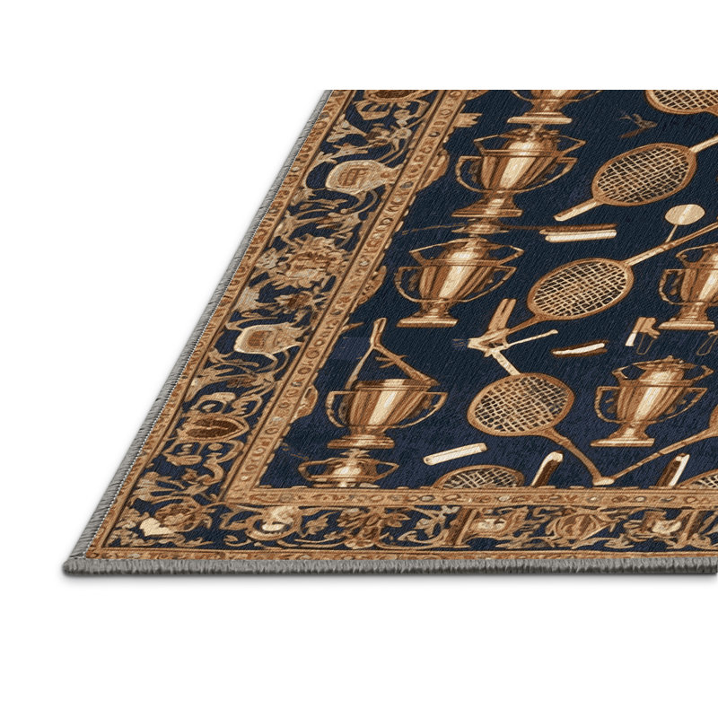 Tapis gris français lavable à la machine, Rond 6 pi