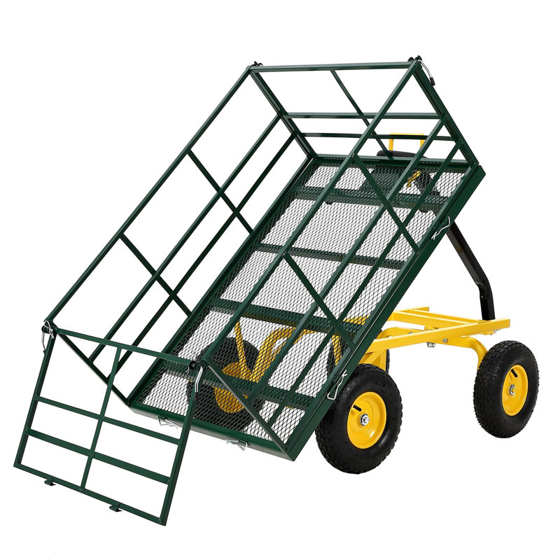 Chariot utilitaire tout-terrain pliable robuste 4-en-1 de 1500 lb pour le transport de pelouse, de jardin et de ferme, Vert