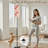 68.5" Standing Floor Lamp red white checkered seamless Red white graphic resource Dimmable Metal Pole Lamp with Linen Lampshade LED Bulb Included