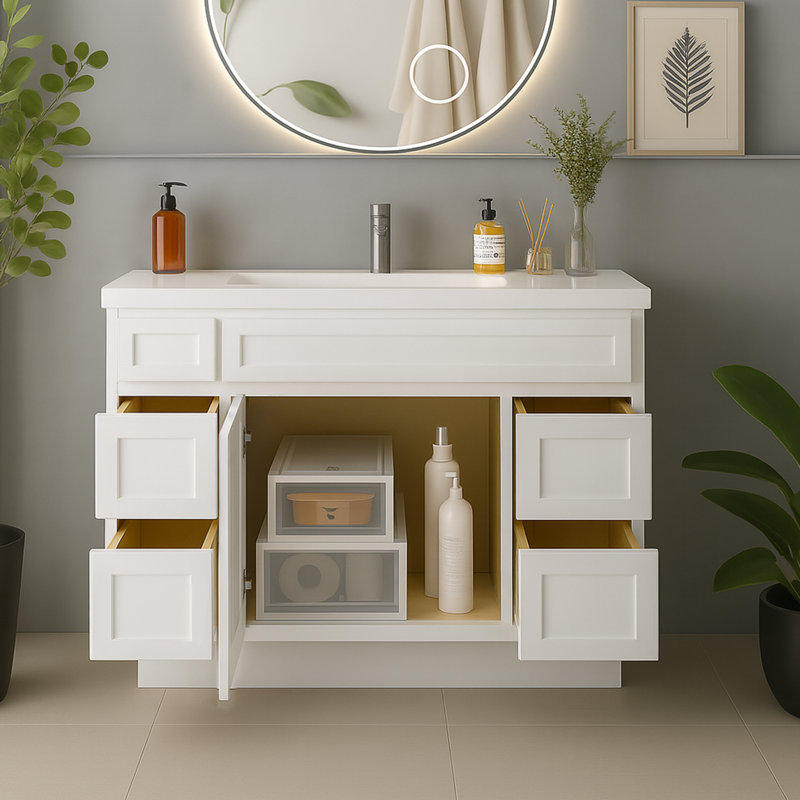 Base de meuble-lavabo simple 48 po seulement, Blanc