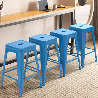 Juddson 24" Counter Stool with Metal Frame,Bar Stools Set Of 4 Indoor-Outdoor Stool