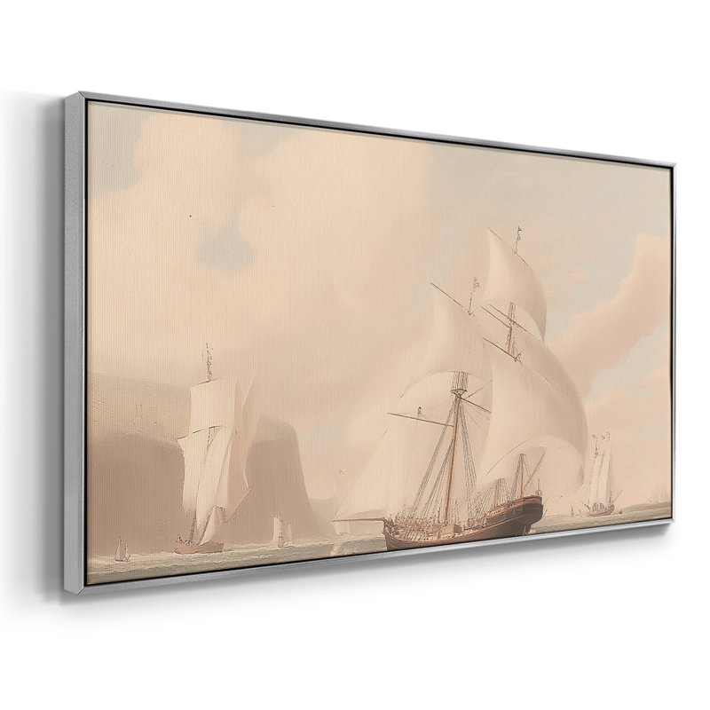 Nautical Series-LI- Toile tendue avec châssis tendue - Prêt à accrocher, H 17 po x l 33 po, Argent argent