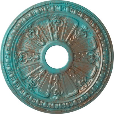 Endurathane Raymond Ceiling Medallion, 18 1/8"OD 3 5/8"ID x 1 1/8"P (Fits Canopies up to 5 1/8"), Hand-Painted Clear Yellow Finish