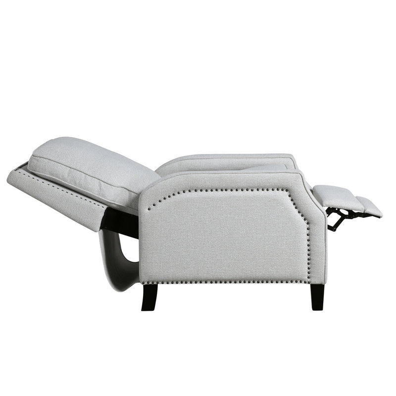 Fauteuil inclinable 1 pièce en chenille grise gris, bois massif et contreplaqué recouvert de ressorts ensachés
