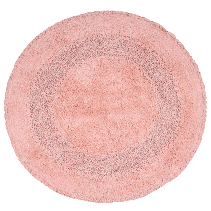 Plush Cotton Round shape bath Rug, Pink, 30"W x 30"L