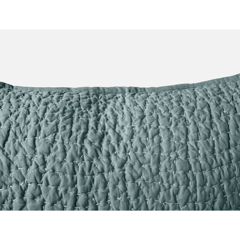 Pebbled Handstitched Organic Sham, Lagoon