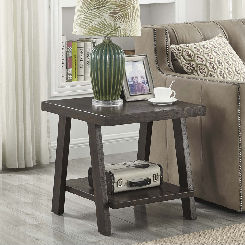 Angeleca End Table with Storage Shelf, Espresso