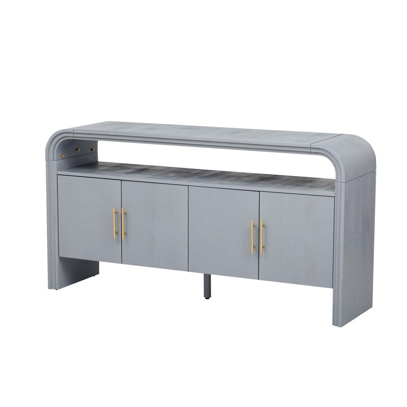 Armoire de rangement 60 po à 4 portes avec crédence 60 po, Gris