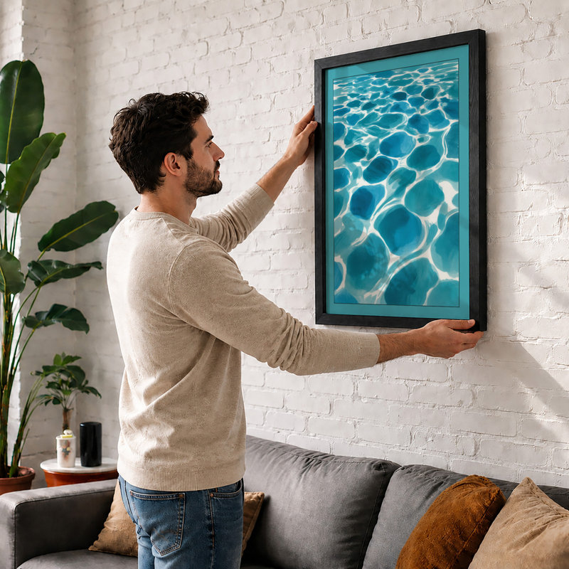 Water Light Dance Abstract - Framed Print, A1 - 84.1 x 59.4 cm, Walnut