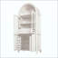 Grand garde-manger arqué cannelé de 71 po avec tablettes réglables, rangement élégant avec tiroir caché et porte vitrée pour la cuisine, le salon, la salle à manger, blanc-1745542809