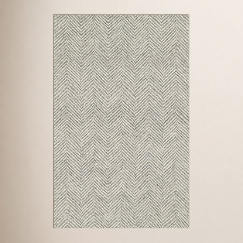 Chevron Handmade Tufted Wool Beige Area Rug, Rectangle 3'6" x 5'6"