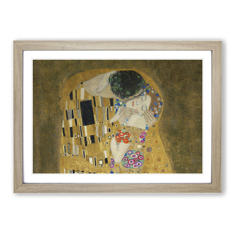 The Kiss Vol.4 by Gustav Klimt - Picture Frame Painting, Oak, 48cm H x 65cm W x 2cm D