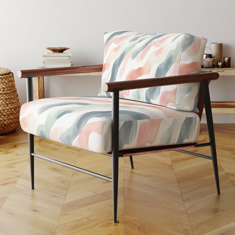 Chaise rembourrée Coastal, Accoudoirs ronds