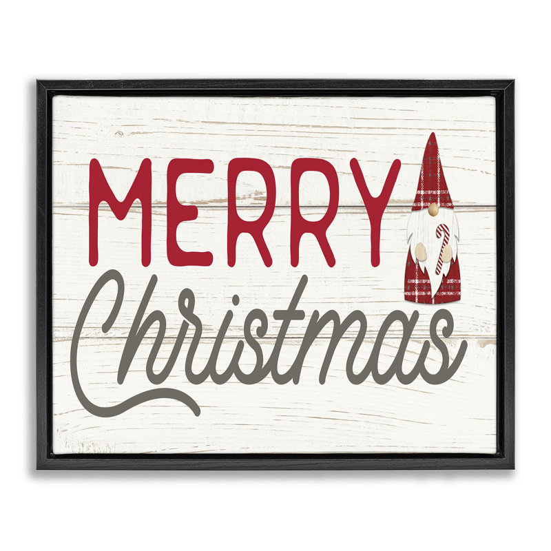 «Merry Christmas Sentiments Gnome», art mural encadré sur toile flottante par PDR, LLC, Cadre flottant noir de jais
