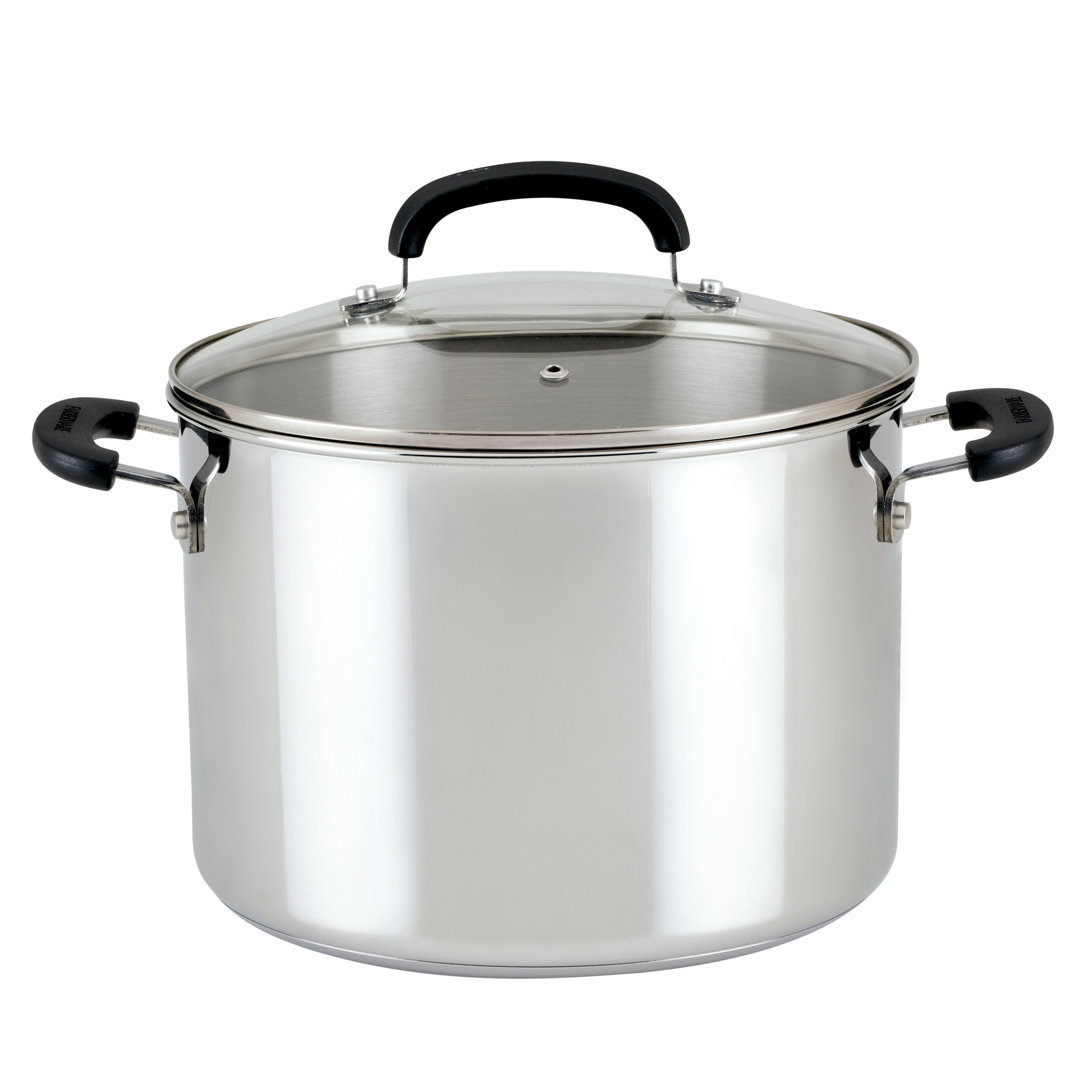 Farberware Brilliance Stainless Steel Stockpot With Lid, Dishwasher Safe And Induction Suitable, 8 Quart, Silver Farberware