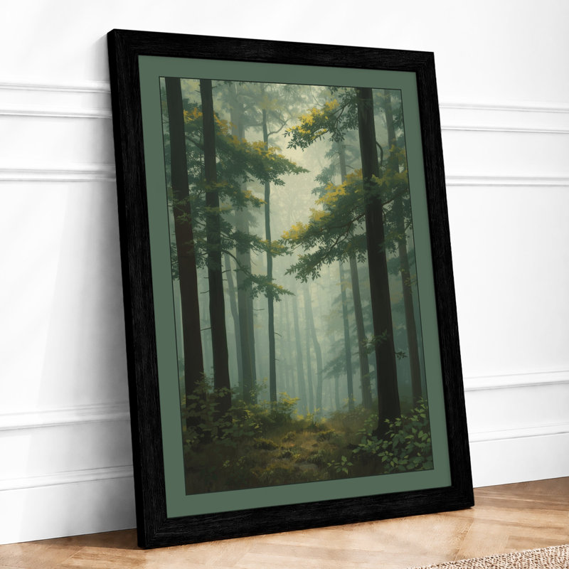 Quiet Northern Forest Scandinavian - Framed Print, A1 - 84.1 x 59.4 cm, Black