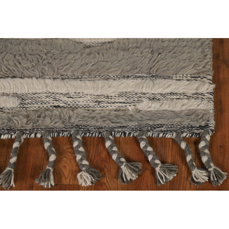 All-Over Striped Wool Moroccan Indian Rug 2x3