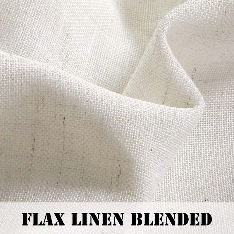 Linen Tab Top Curtains for Living Room 2 Panel Drape Semi Sheer Neutral Country Rustic Farmhouse Boho Curtain Bedroom Muslin Look Light Filtering , Natural