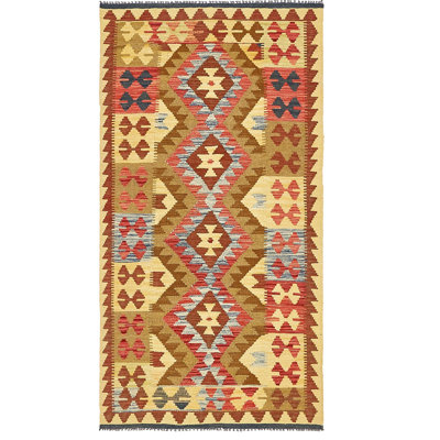 Tapis de zone en laine noué la 3 pi 3 po x 6 pi 5 po one-of-genre-the main Doorfield