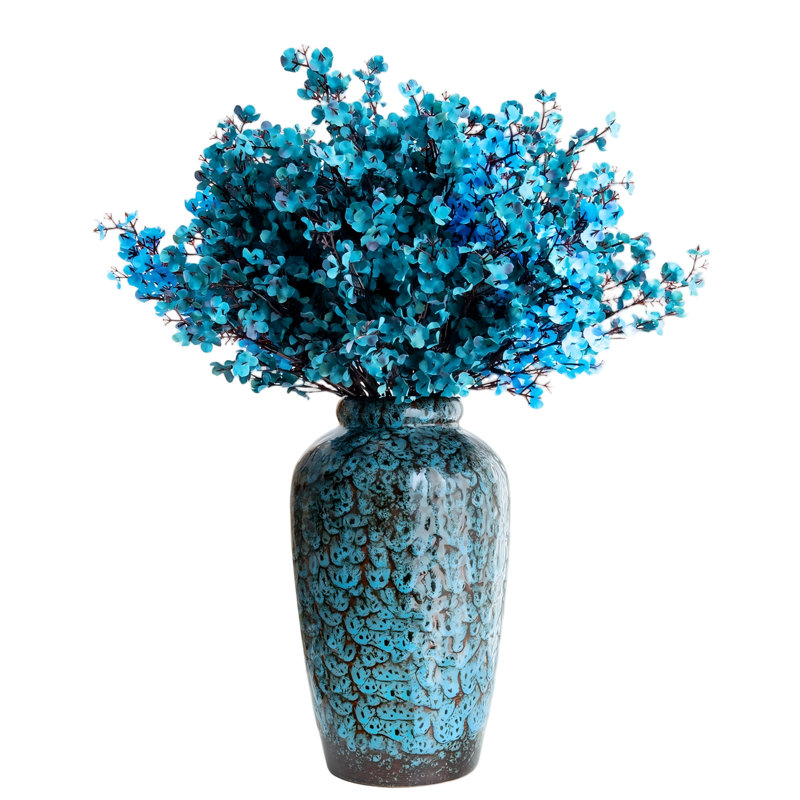 Vase à fleurs en céramique unique, décoration intérieure moderne (bleu)