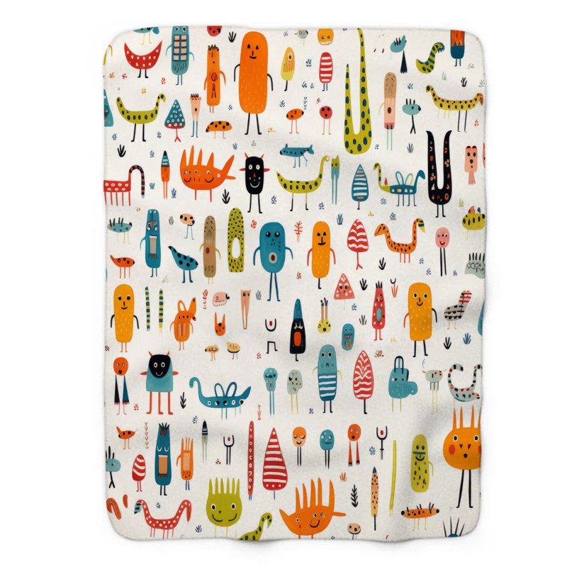 Cheerful Chiffres - Couverture Sherpa de qualité supérieure 1 pièce, Grand lit