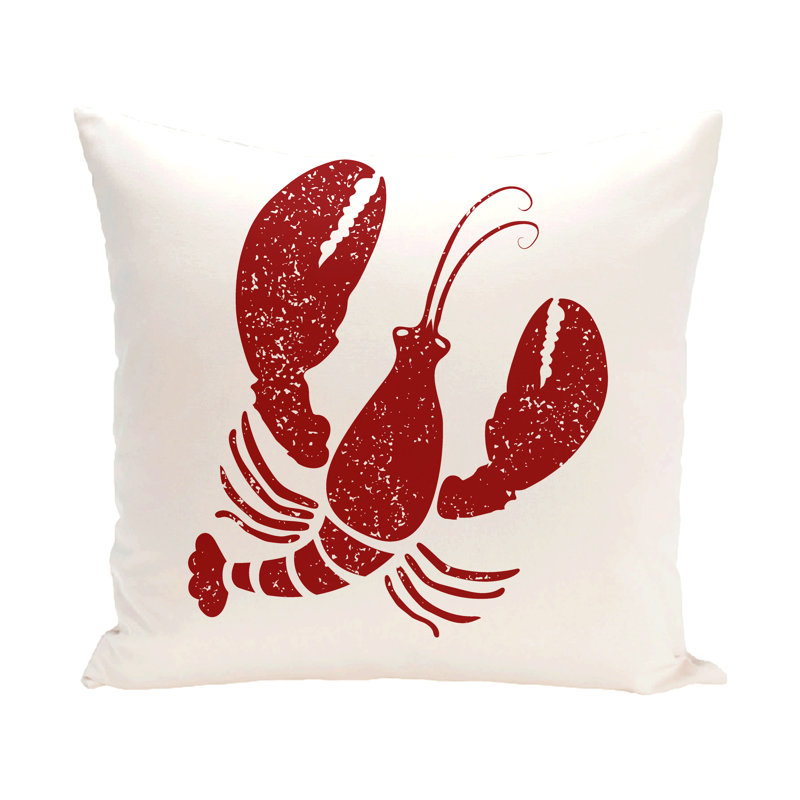 Lobster Coastal Outdoor Square Pillow Cover & Insert, 18"x18", White