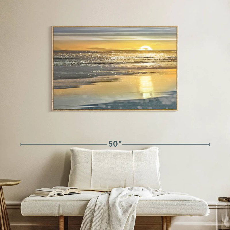 That Sunset Sunset, Cadre flottant en bois naturel, 40 po x 27 po