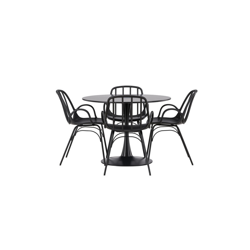 Canales 4 - Person Dining Set, Black, Black