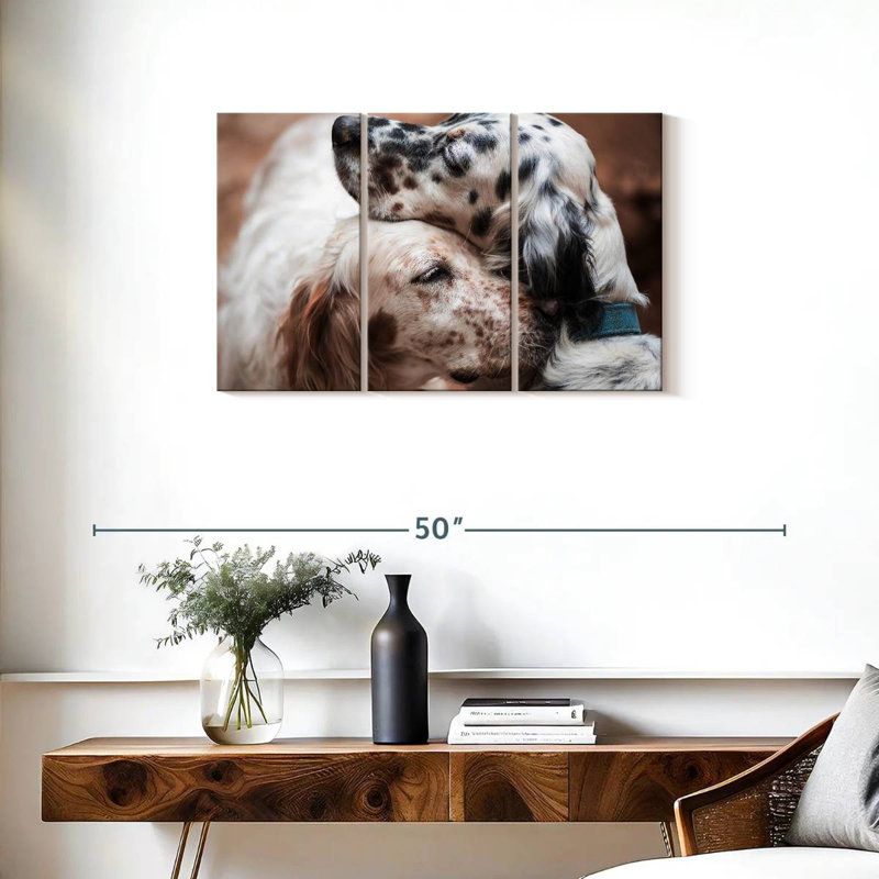 Brampt Cuddling English Setters, 20" H x 33" W