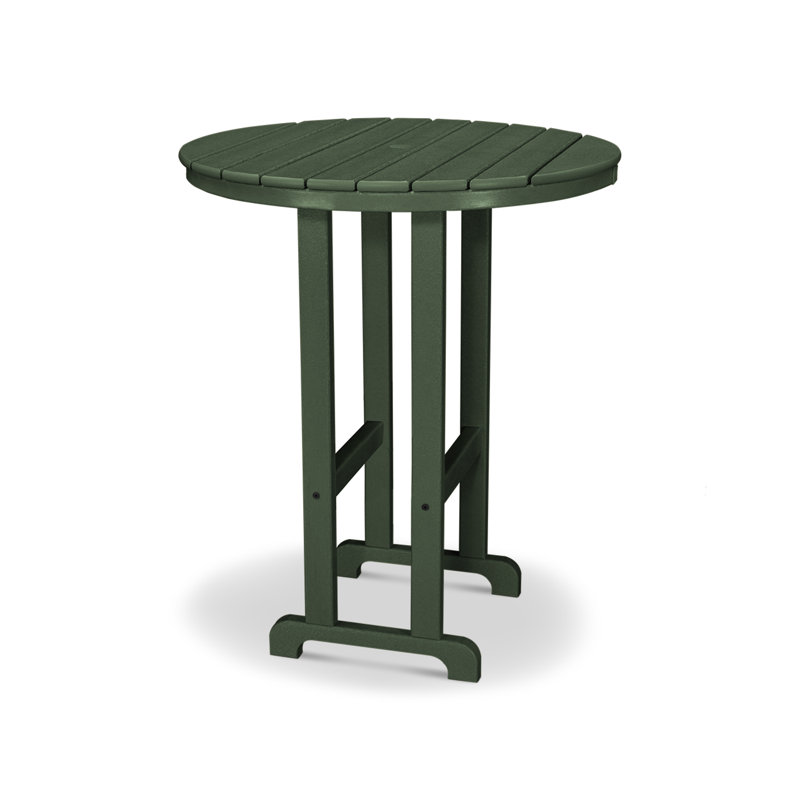 POLYWOOD Captain 2 - Person Patio Dining Set with Round Table , Cushions Included, Hunter Green, 48"