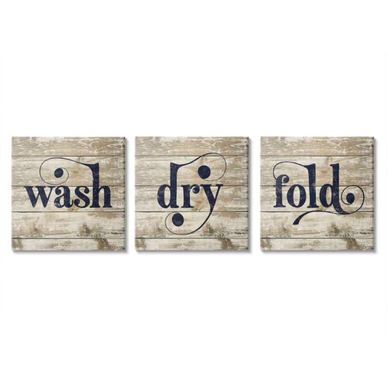 «Rustic Wash Dry Fold Text Distress Grain Design» par Kyra Brown - impression d'art textuel, Toile tendue