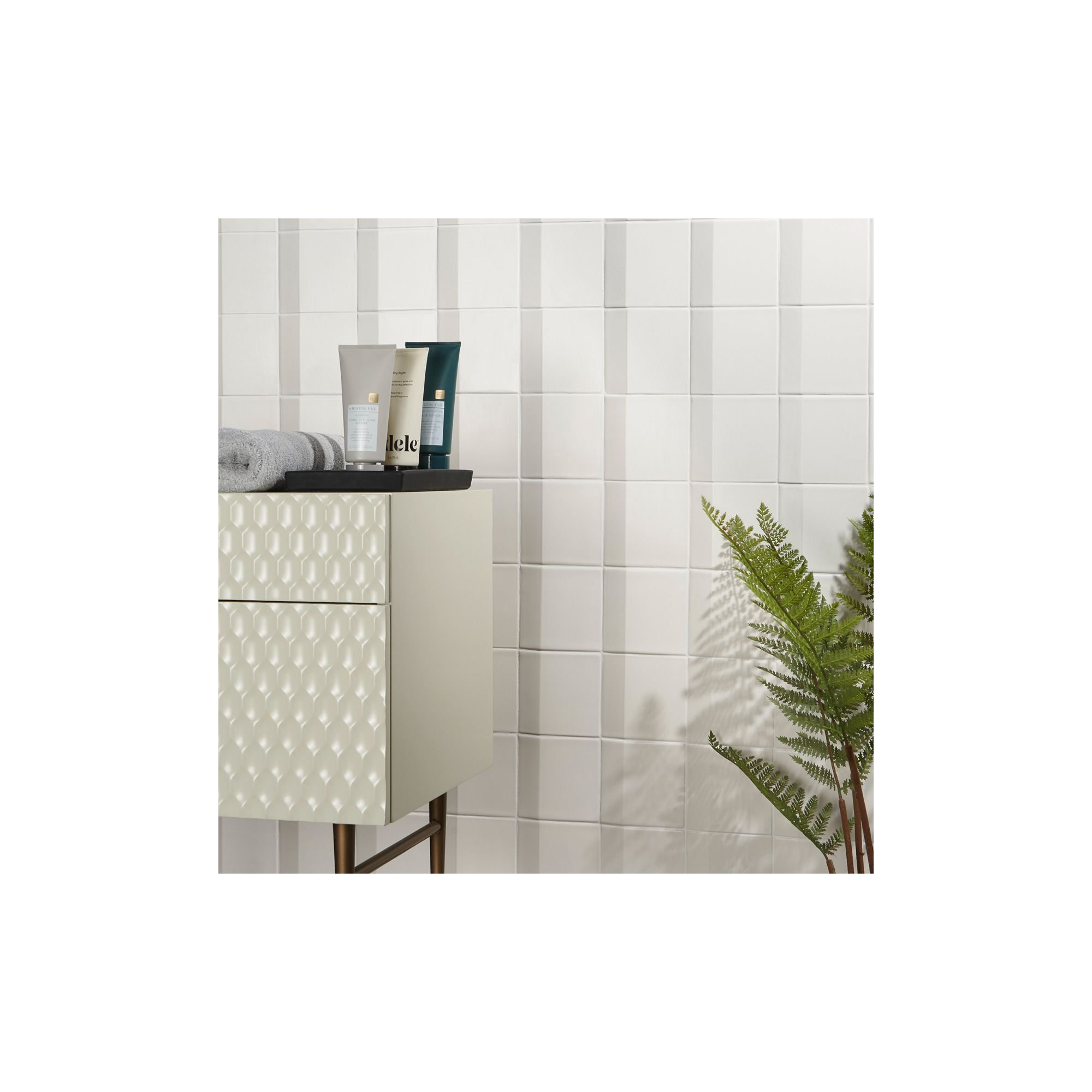 Ardor Edge 5.11 in. x 5.11 in. Metallic Porcelain 3D Wall Tile (4.12 Sq. Ft. / Case), White