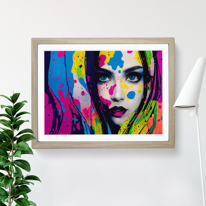 XH1022-10299X Woman Painted Vol.5 Abstract 1 Piece Single Picture Frame Wall Art, 34cm H x 46cm W x 2cm D, Oak Framed