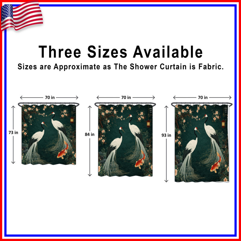 Rideaux de douche Cranes Koi, L 70 po x H 84 po