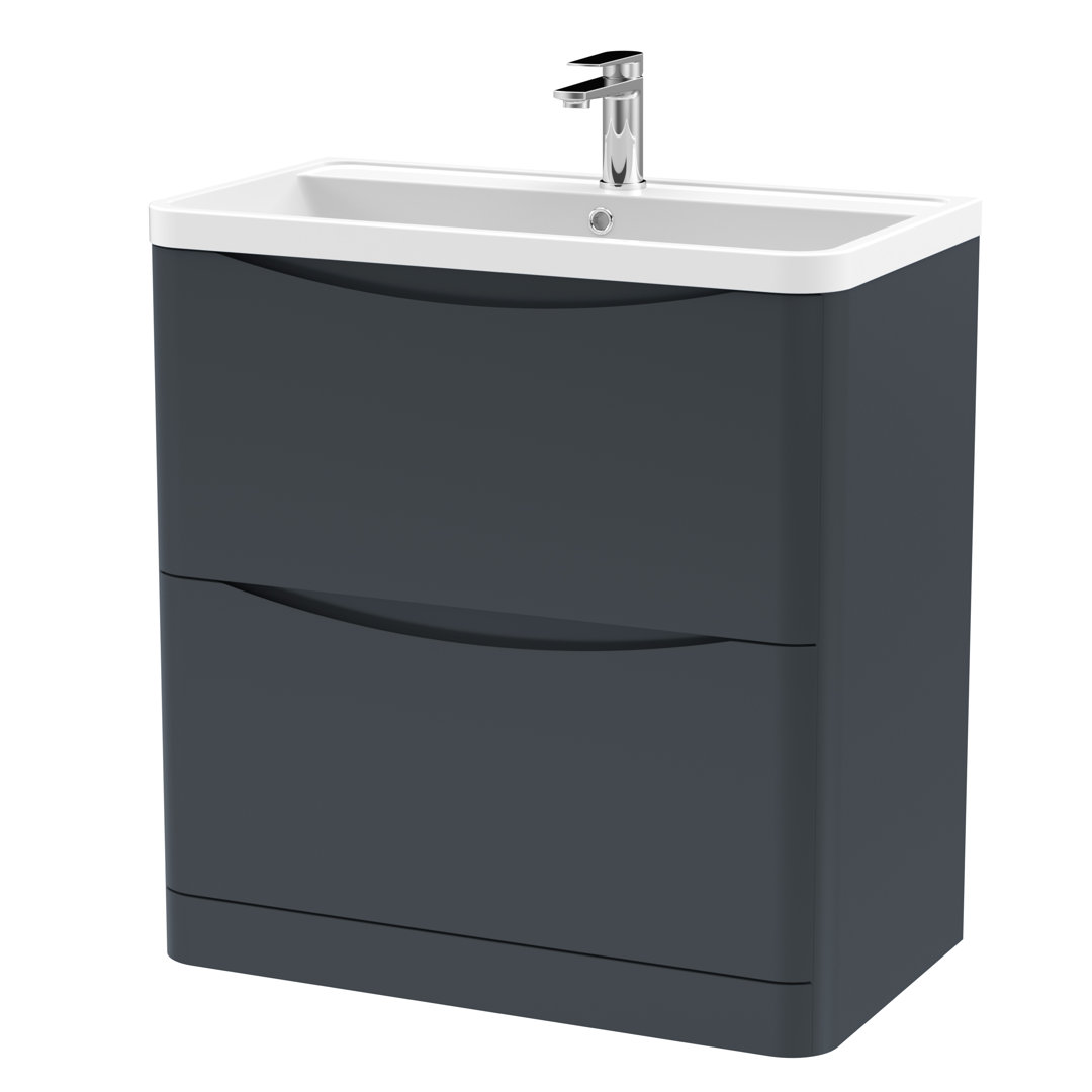 800mm F/S 2-Drawer Unit & Polymarble Basin - Soft Black (ISLA011) - Image 3