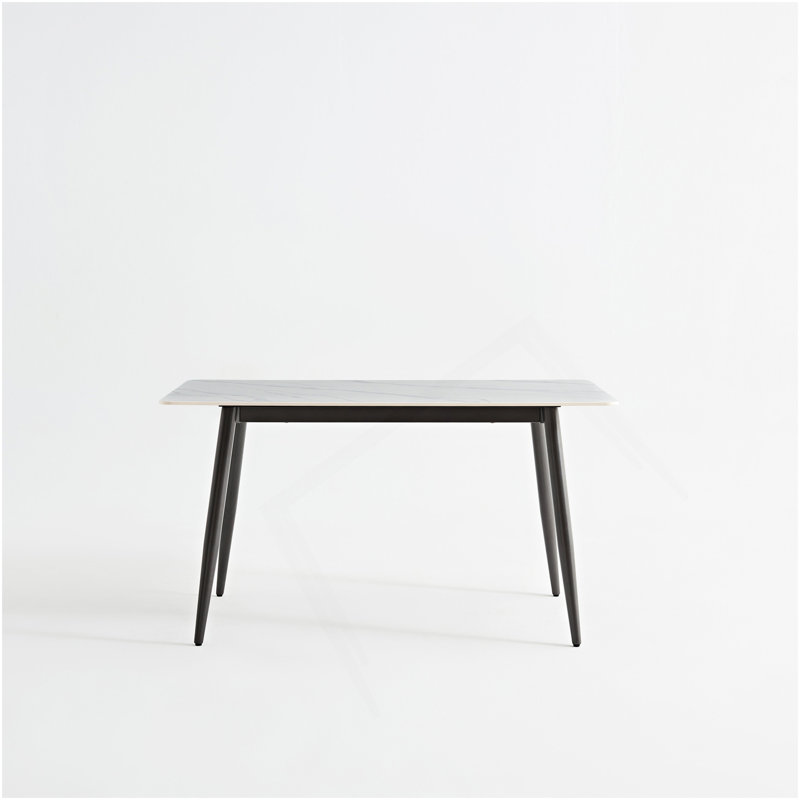 Grande table de salle à manger moderne en pierre avec base métallique solide, H 29,52 po x L 62,99 po x l 33,46 po