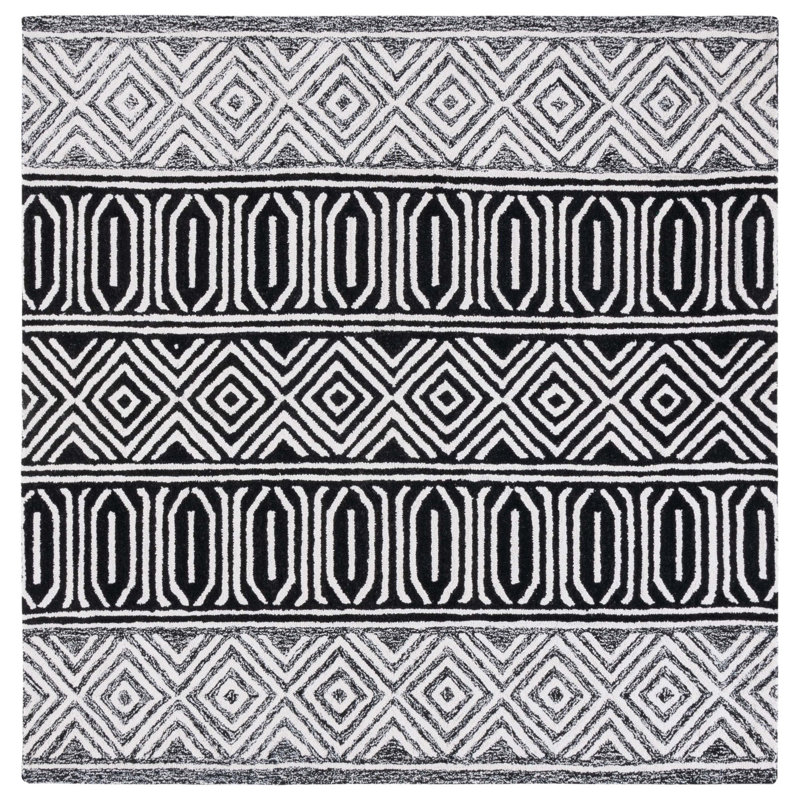 Icia Hand Tufted Performance Geometric Rug, Square 6'