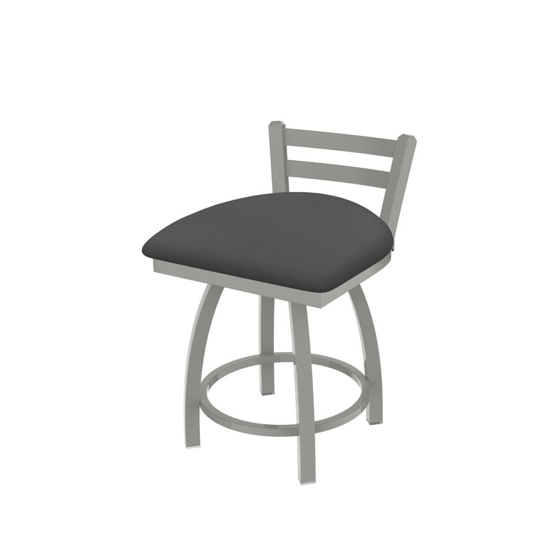 Tabouret de coiffeuse en métal Jackie, Nickel anodisé, Vinyle - Tempête de galop
