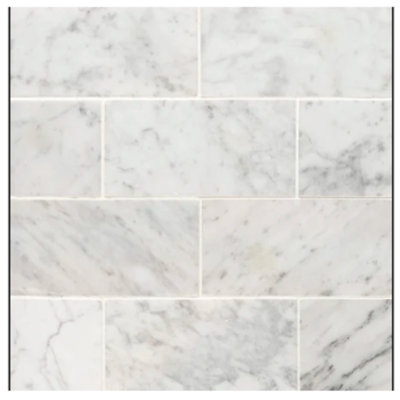 3X6'' Bianco Carrara Polished Marble Subway Tile (Set Of 60)