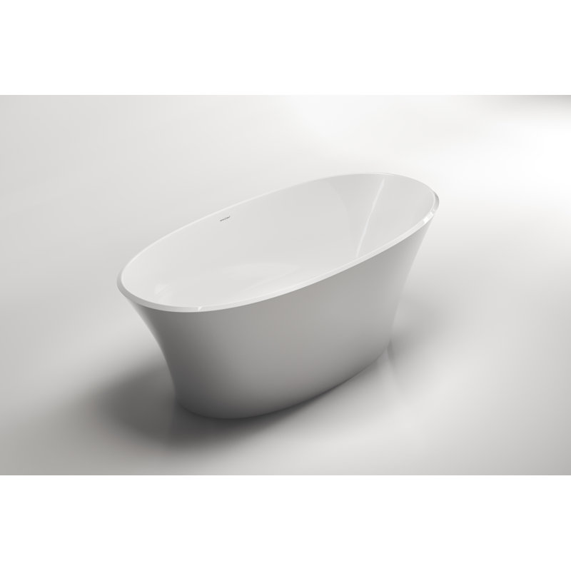 Ionian 67" x 31.25" Freestanding Soaking Bathtub in Volcanic Limestone, Gloss White