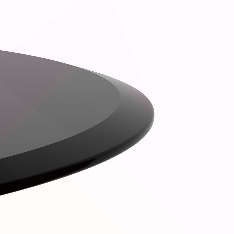 Plateau de table rond en verre trempé 38,6 po, verre noir, bord biseauté épais de 2/5 po (ancien SKU: W1265118647)