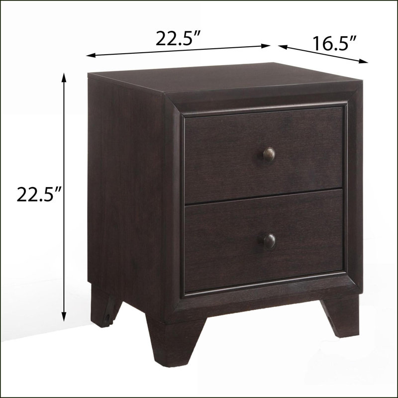 Table de chevet avec rangement à 2 tiroirs Espresso - Style chambre à coucher transitionnelle