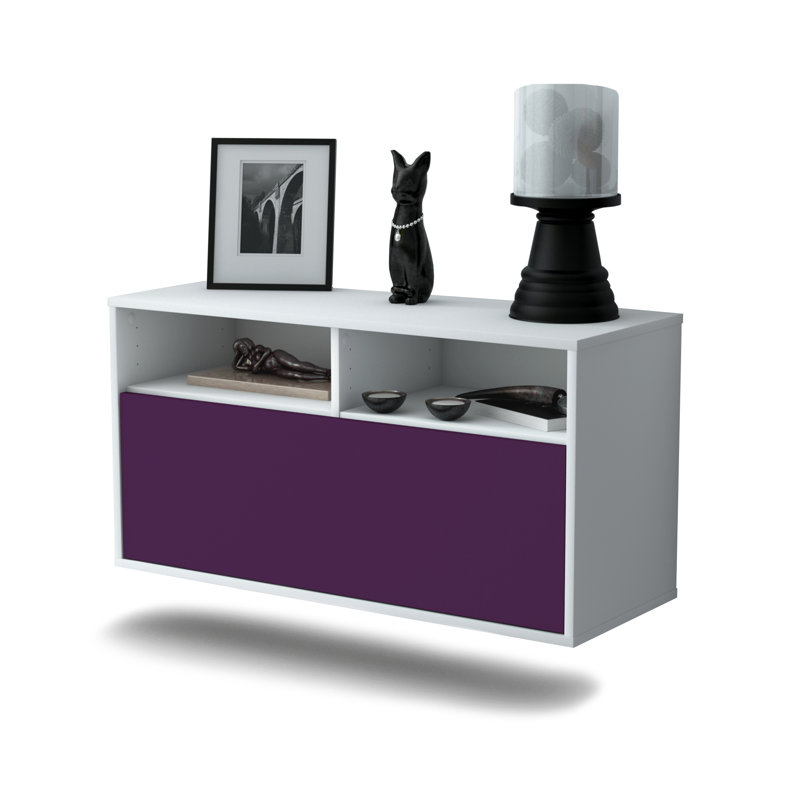 Loyne Unfinished Floating TV Stand, Purple