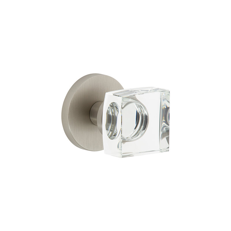 Rosace simple Viaggio avec bouton en cristal Quadrato, Nickel satiné, Cercle