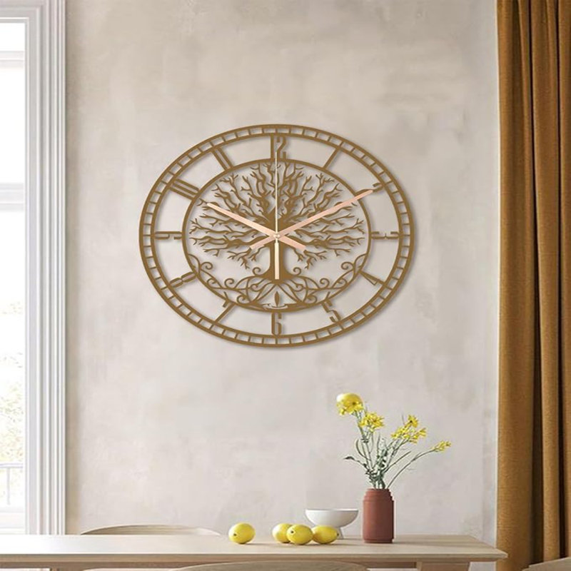 Horloge murale ronde en métal Tree Of Life