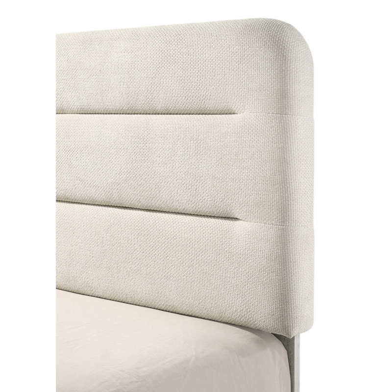 Grand lit antique blanc, style contemporain, lit à panneau tapissier pour chambre à coucher, structure en bois de 1 pièce, sommier tapissier nécessaire, taille à installation rapide, conception de chambre à coucher, lignes épurées, palette neutre, seulement,