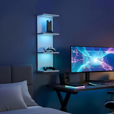 29.99''H 4-Tier Wall Shelf with RGB Lights