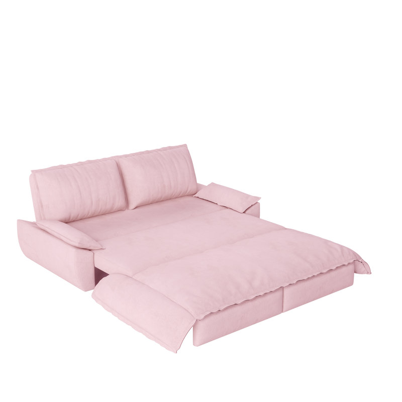 Causeuse, canapé-lit, canapé-lit convertible pour le salon, Velours rose